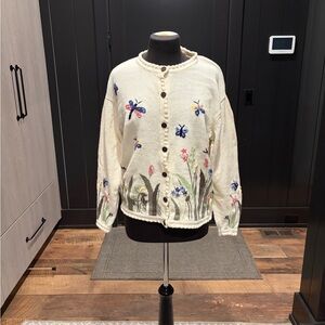 Vintage Northern Reflections Embroidered Butterfly Floral Cardigan M/L